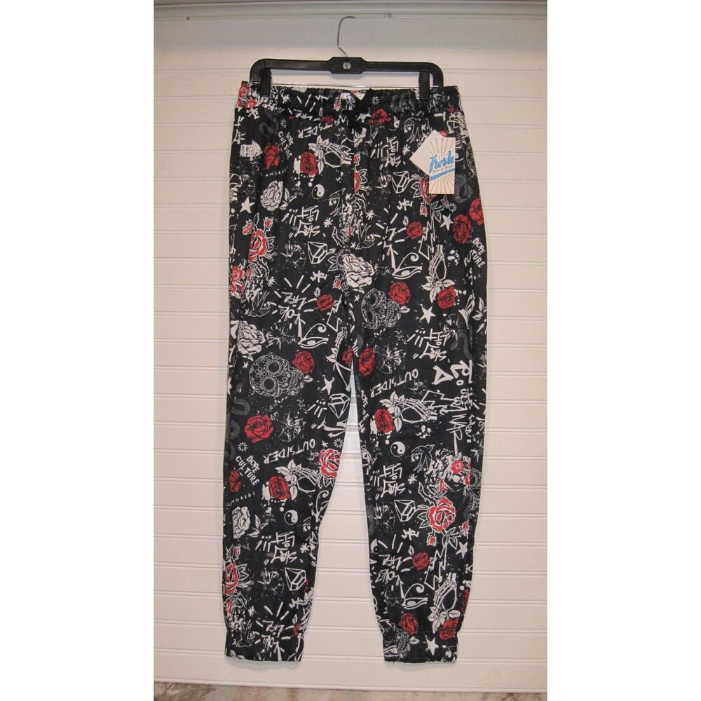 Fresh Prints of Bel-Air Black/Red/White Joggers Size L NWT